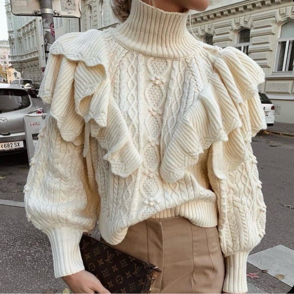 Elegant Zara Cream Cable Knit Sweater
